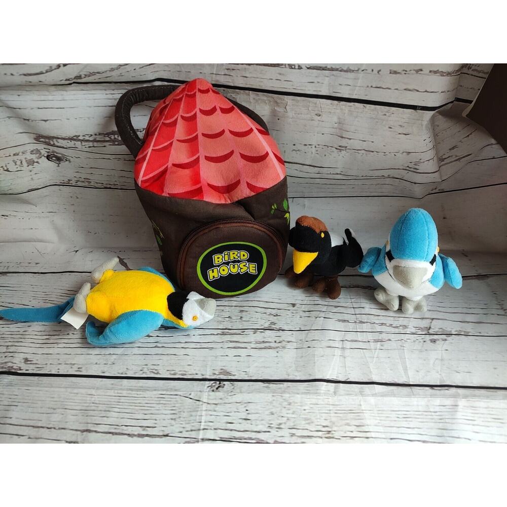 Talking Audubon plush stuffed animal birds withy house cage working